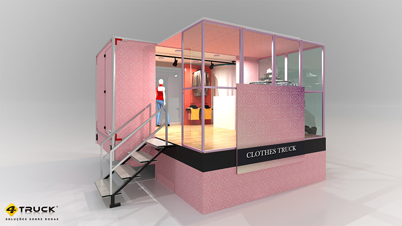 Projeto de loja móvel desenvolvido pela 4TRUCK - unidade móvel