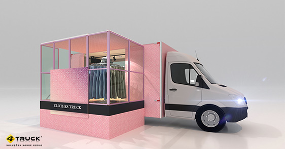 Projeto de loja móvel desenvolvido pela 4TRUCK - unidade móvel