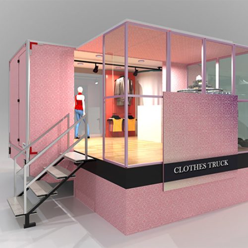 Projeto de loja móvel desenvolvido pela 4TRUCK - unidade móvel