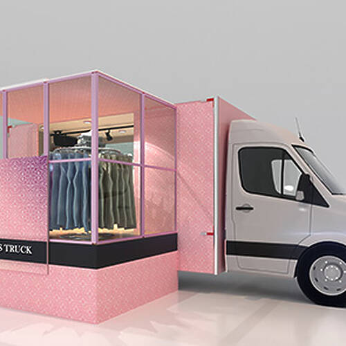 Projeto de loja móvel desenvolvido pela 4TRUCK - unidade móvel