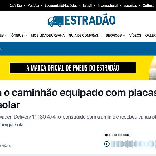 Conheça o caminhão equipado com placas de energia solar